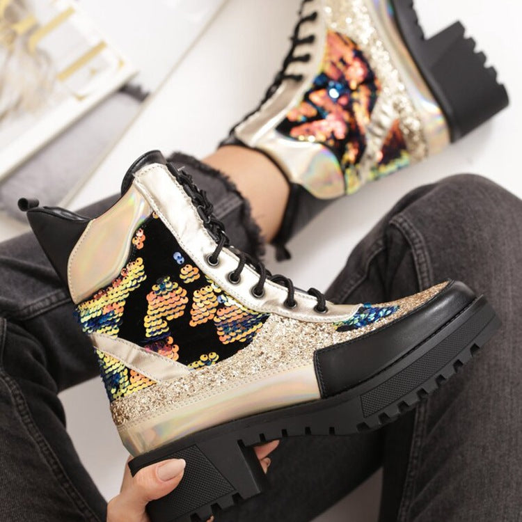 High-Top Sequin Camouflage Outdoor Climbing Shoes