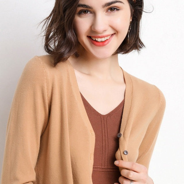 Korean Slim Fit V-Neck Cardigan for Women