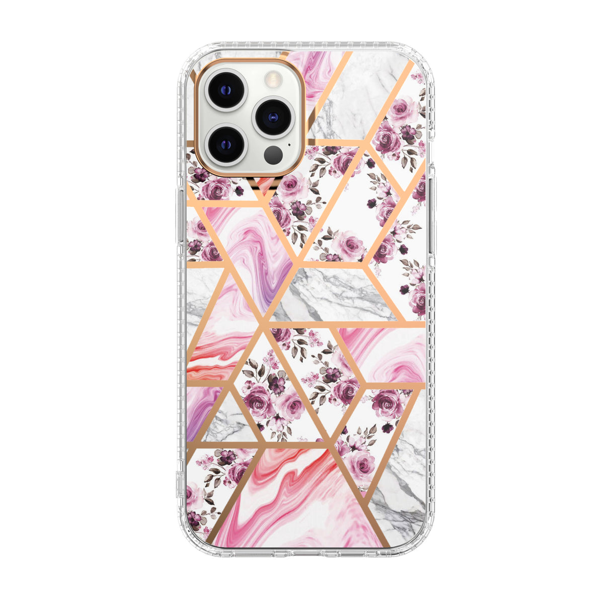 Mosaic Marble Pattern Floral Transparent Phone Case