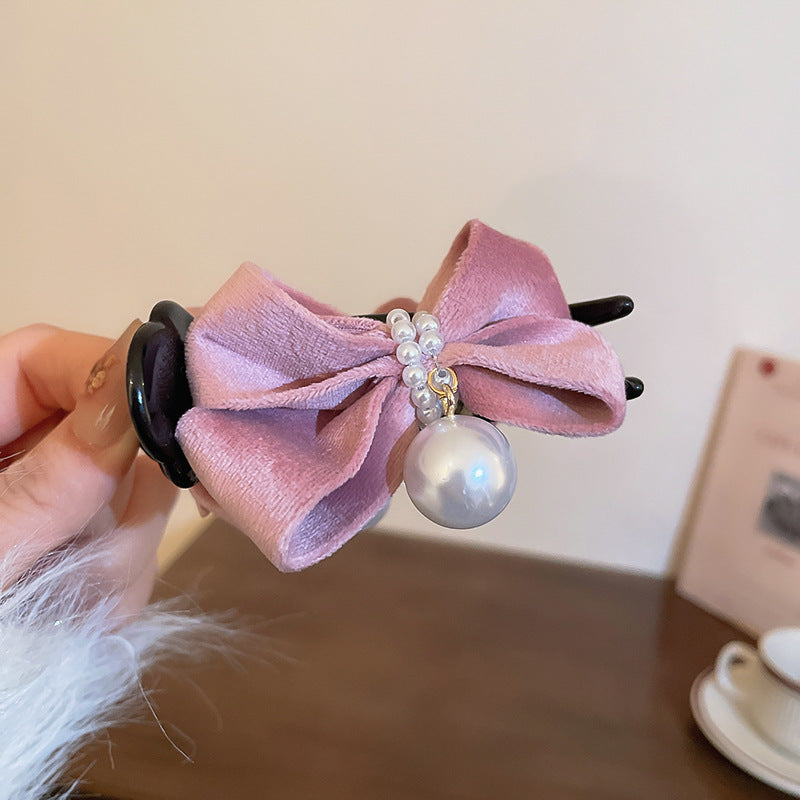 Elegant Korean Bow Pearl Hair Clip for Women