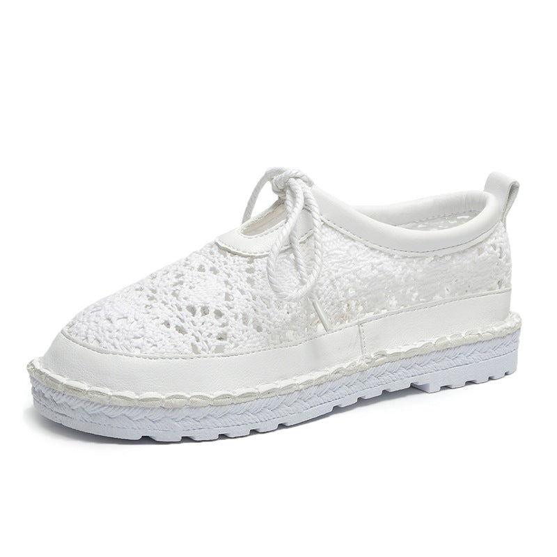 Artistic Retro Hollow Round-Toe Flat Shoes for Women