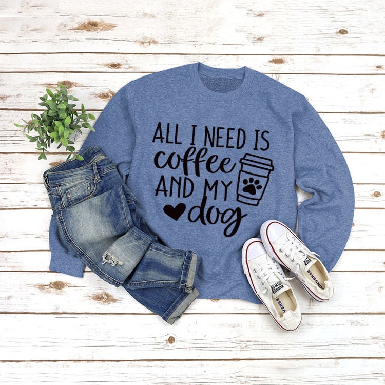 Round Neck Long Sleeve Pullover with ALL I NEED Print