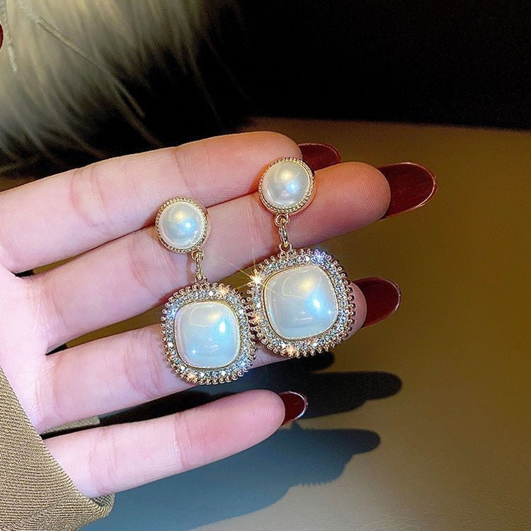 925 Silver Geometric Pearl Earrings for Women