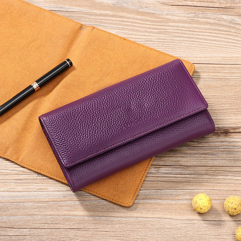 Ladies European American Genuine Leather Long Wallet