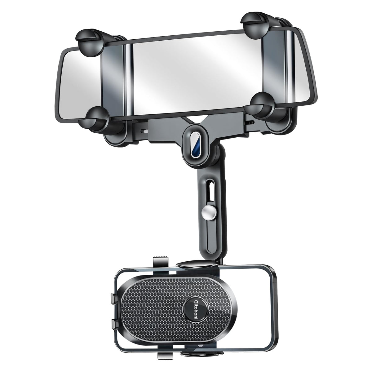 Gitohoni Rearview Mirror Phone Holder for Car - 360° Rotating and Retractable Mobile Phone Mount for Cars Rear View Mirrors Adjustable GPS Holders for Auto Visor