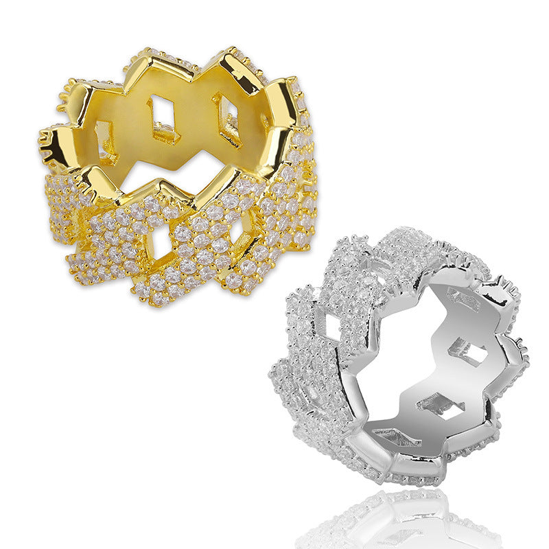 Men's Diamond Hip-Hop Ring with Zircon Stones