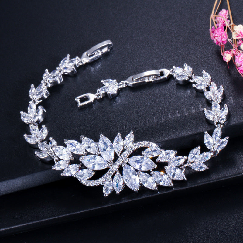 Elegant Multi-Color Zircon Bracelet with Diamond Inlay
