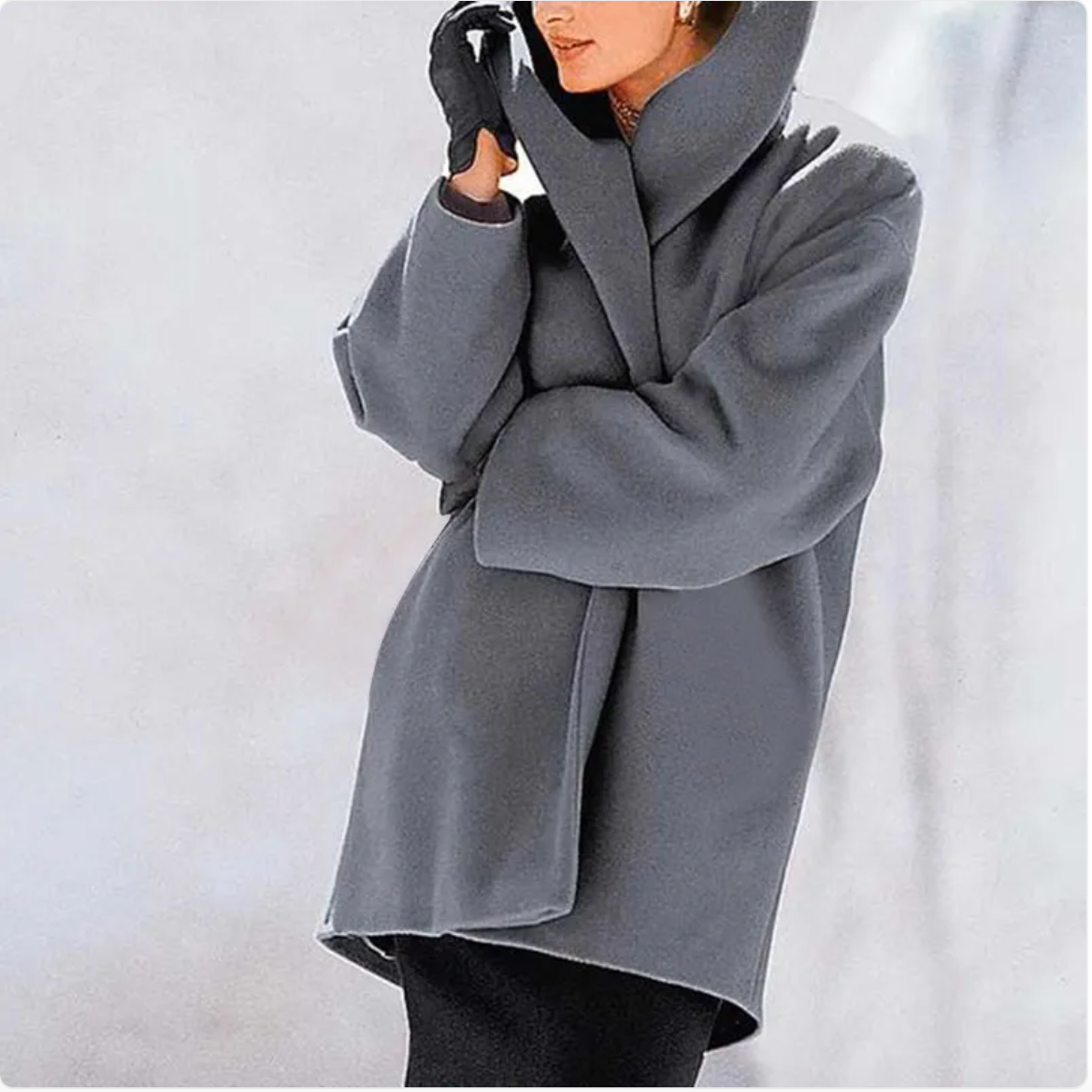 Round neck loose hooded woolen cloth
