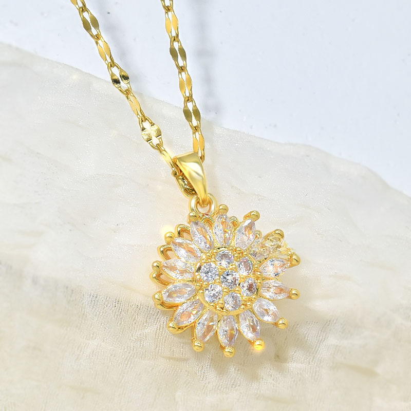 Rotatable Sunflower Necklace for Women - Chic Design