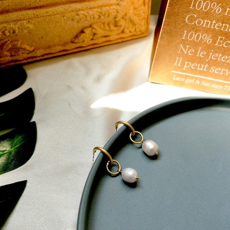 Korean DDP Style Natural Freshwater Pearl Earrings
