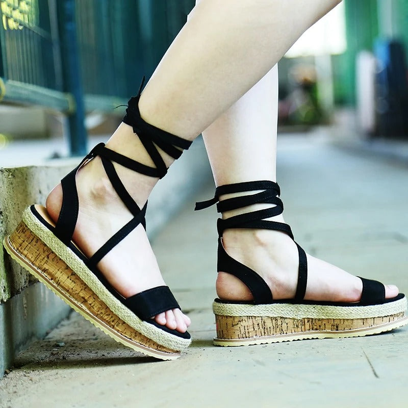 Open-Toed Women's Sandals with Cross Straps