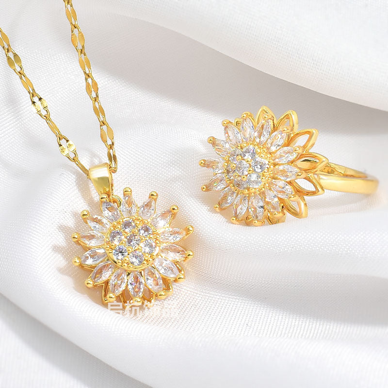 Rotatable Sunflower Necklace for Women - Chic Design