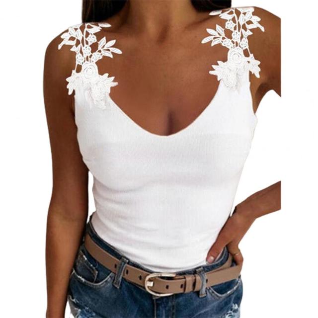 Women's Slim Elastic Lace Vest in Solid Color