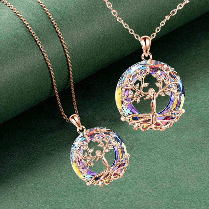Women's Metal Tree of Life Round Pendant Necklace