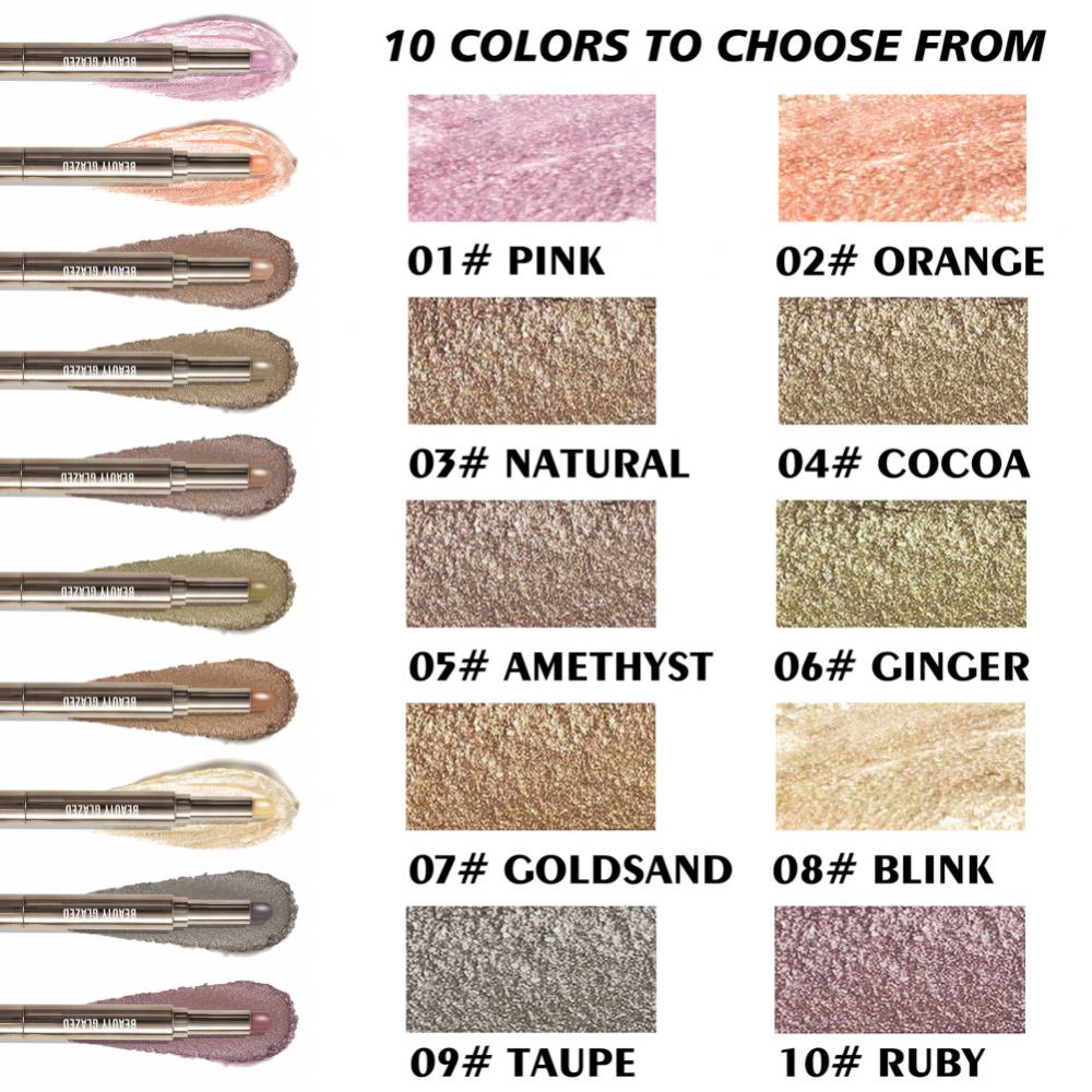 10 Color Double Ended Eyeshadow Stick with Brush