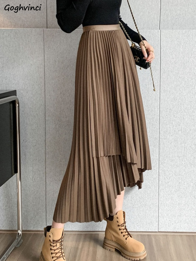 Elegant Mid-Length Solid Color Skirt for Office Wear