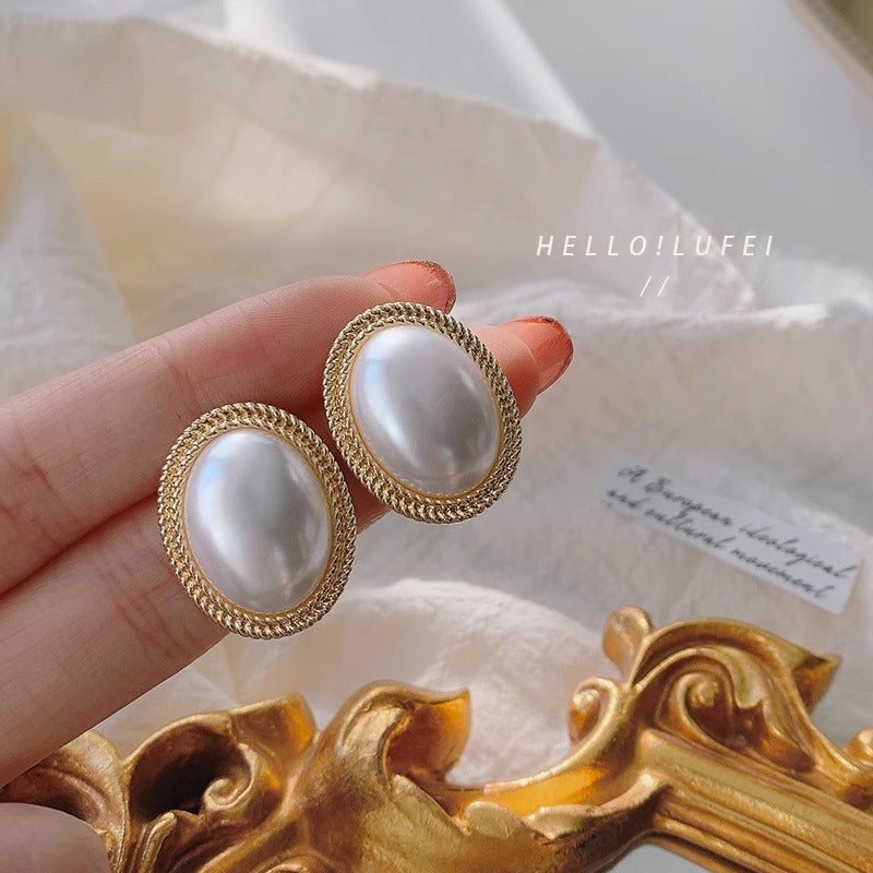 Vintage 925 Silver Pearl Earrings for Women