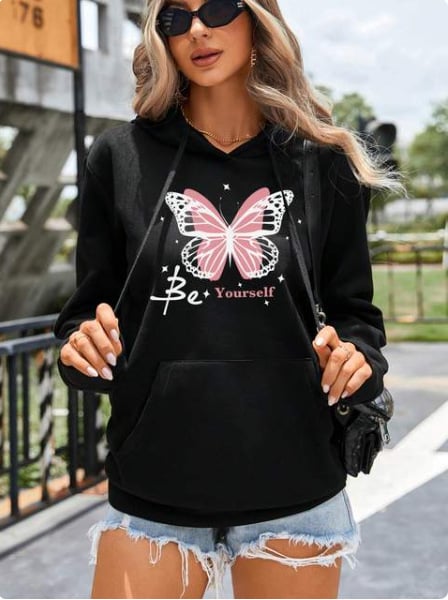 Retro Love Pattern Women's Hoodie Pullover College Style