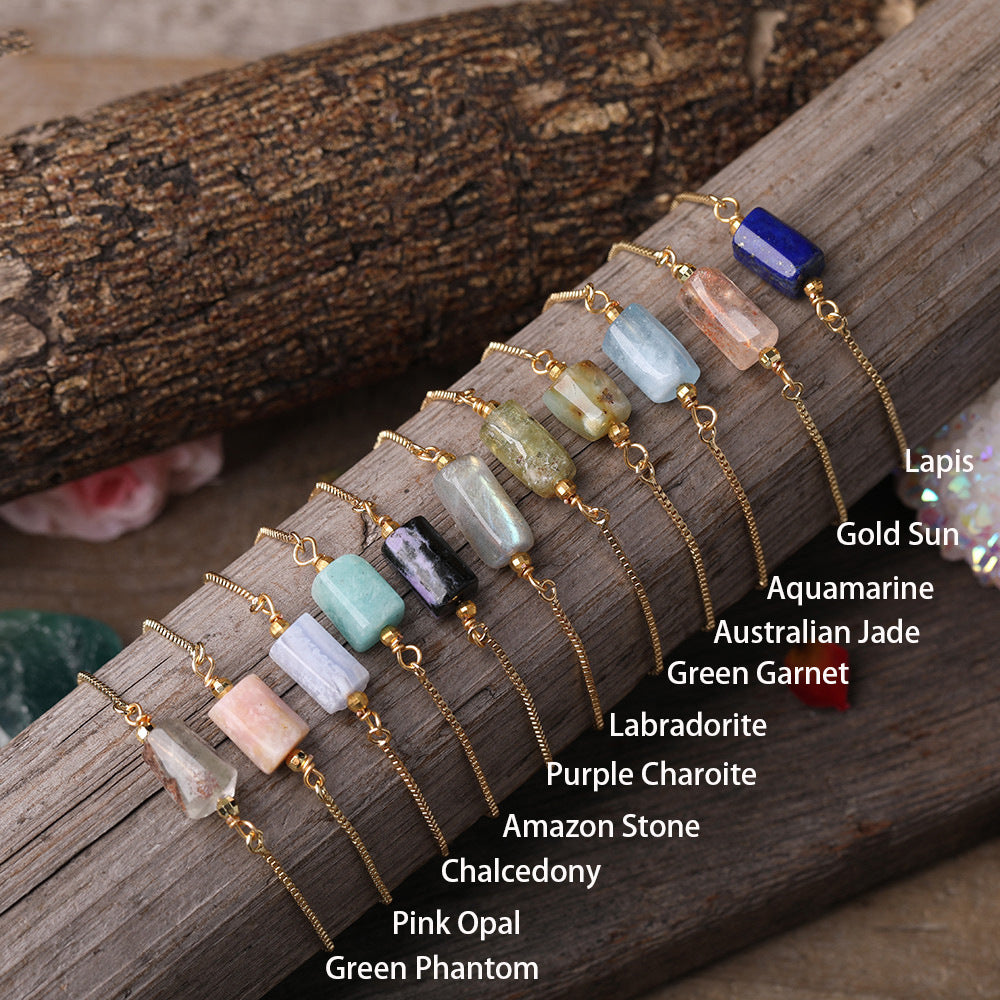 Adjustable Women’s Metal Chain Bracelet with Prismatic Stones