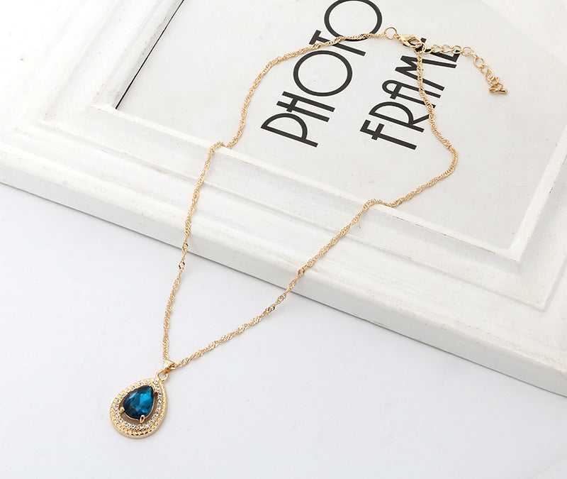 Fashion Crystal Drop Gem Necklace and Earring Set