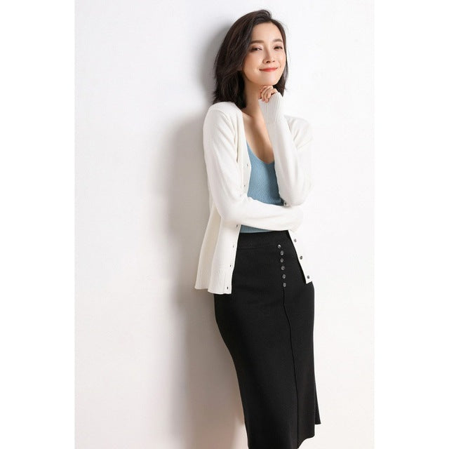 Korean Slim Fit V-Neck Cardigan for Women