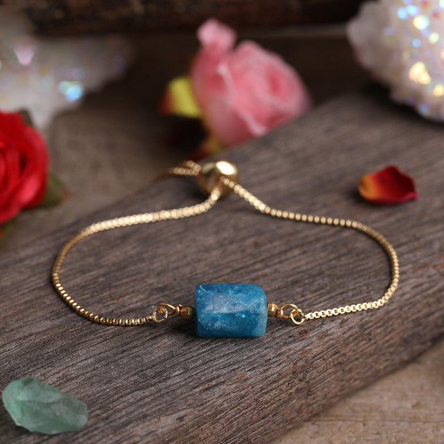 Adjustable Women’s Metal Chain Bracelet with Prismatic Stones