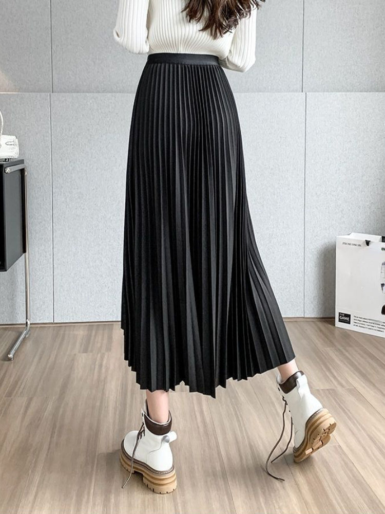 Elegant Mid-Length Solid Color Skirt for Office Wear