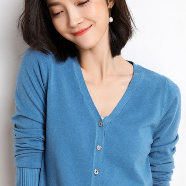 Korean Slim Fit V-Neck Cardigan for Women