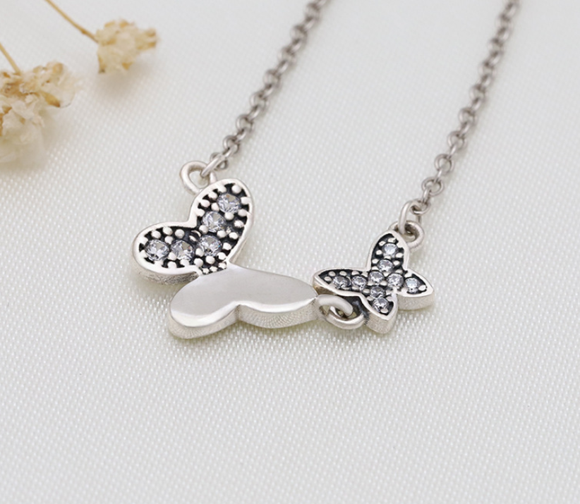 Diamond Butterfly Necklace with Dual Design