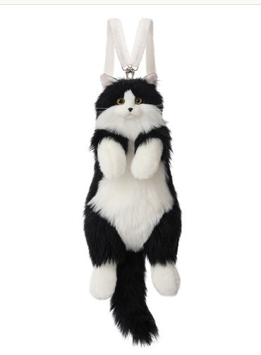 Trendy Plush Cat Backpack - Handmade Simulation Cat Bag
