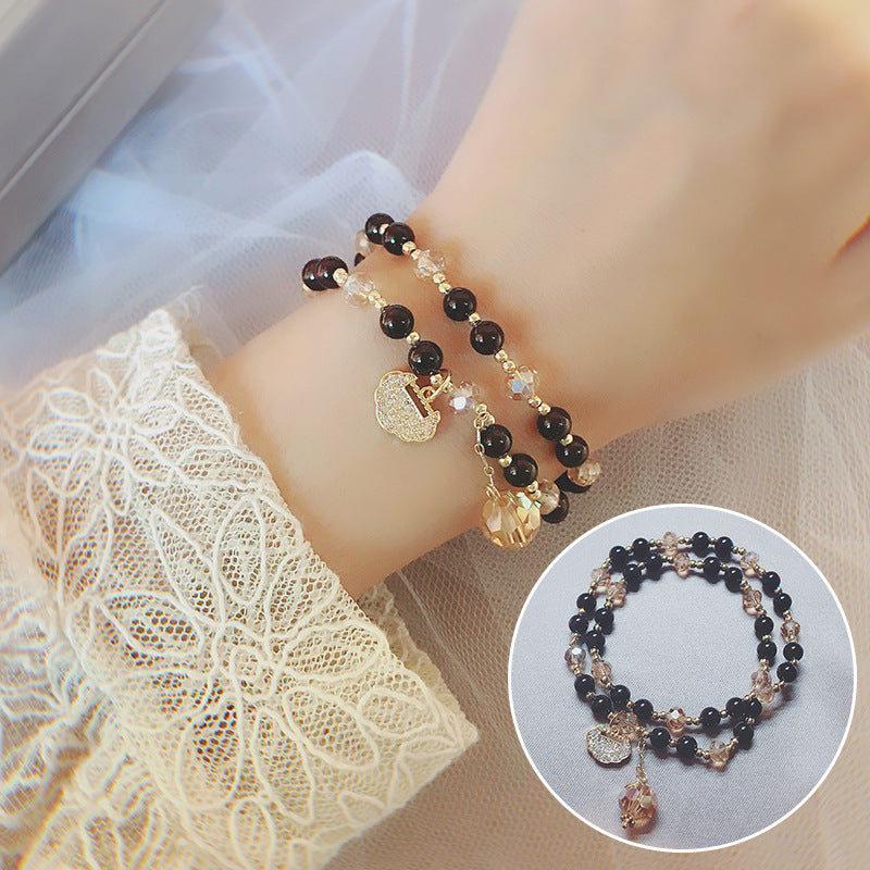 Strawberry Quartz Garnet Longevity Lock Bracelet