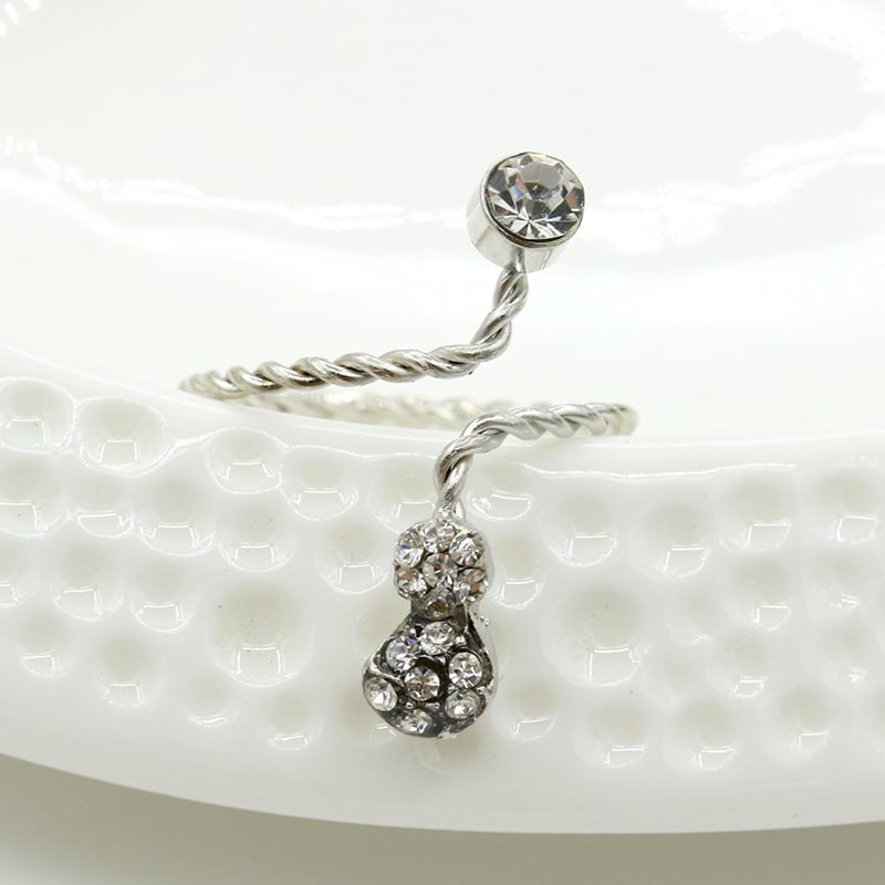 Adjustable Rhinestone Starfish Flower Joint Ring