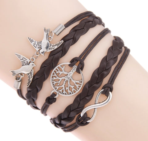 Vintage Peace Dove Pearl Tree of Life Infinity Bracelet