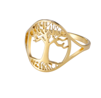 Titanium Steel Hollow Cut Tree Shape Stainless Steel Ring