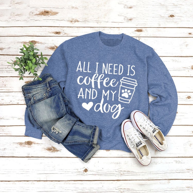 Round Neck Long Sleeve Pullover with ALL I NEED Print