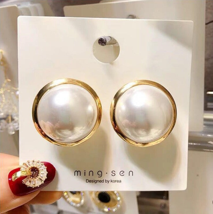 925 Silver Geometric Pearl Earrings for Women