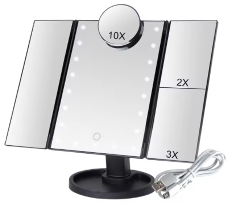 Touch Screen LED Makeup Mirror with Folding Design (One Piece)