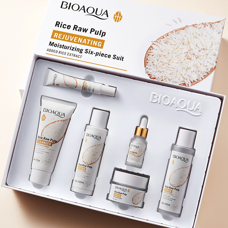 BIOAOUA Rice Skincare Set - 6 Pieces (Cross-Border Trade)
