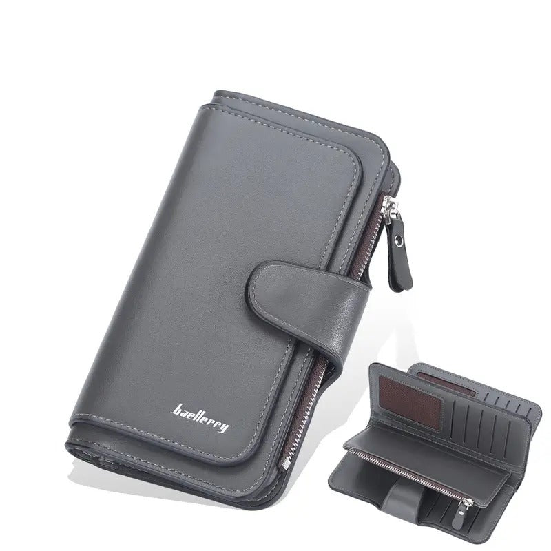Women's Long Zipper Wallet with Card Slots and Buckle