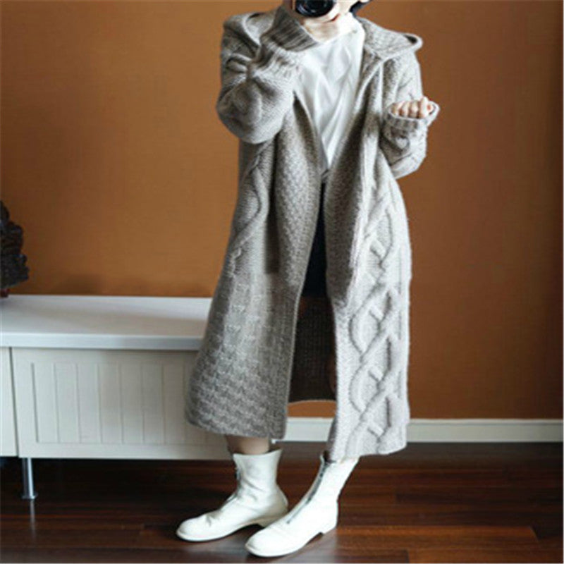 New Winter Hoodie Coat with Thick Cashmere Knit