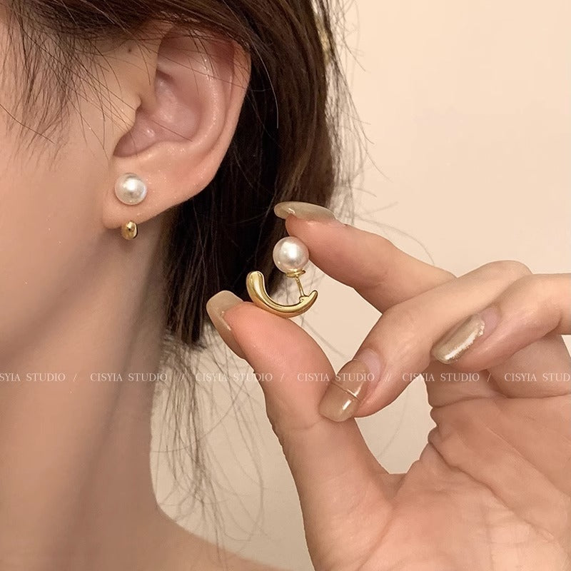 Vintage 925 Silver Pearl Earrings for Women