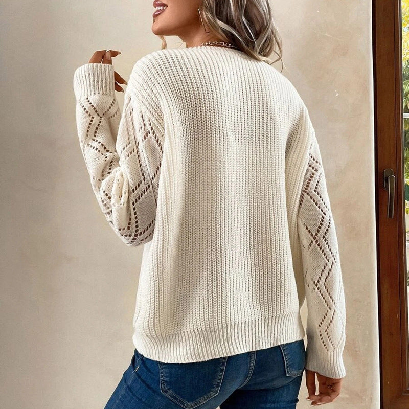 V-neck Loose Casual Pullover Sweater for Women