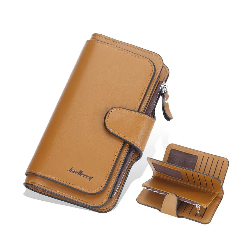 Women's Long Zipper Wallet with Card Slots and Buckle