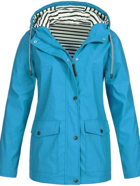 Plus Size Women's Hooded Long Sleeve Trench Coat