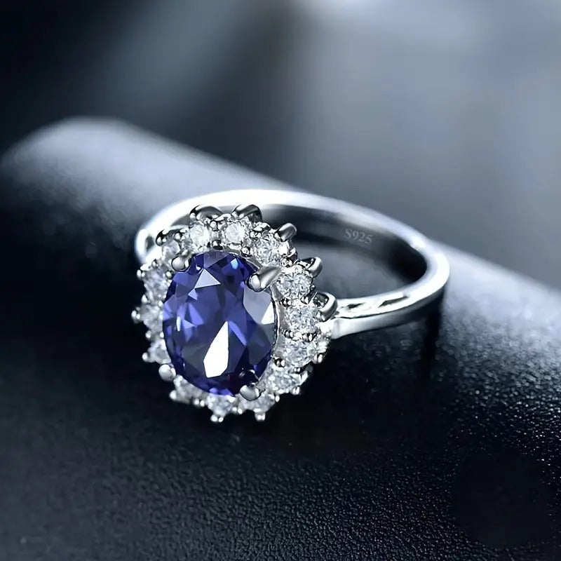 Gorgeous Blue Zircon Diamond Single Finger Ring
