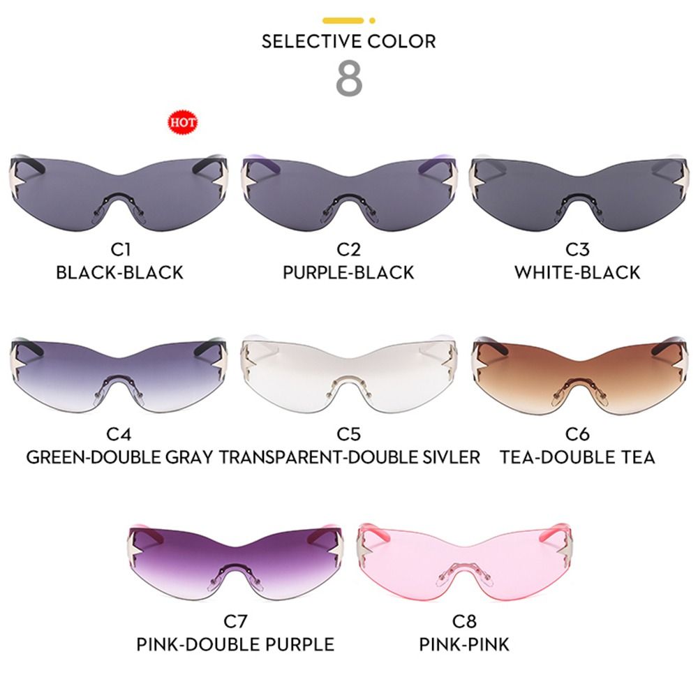 Trendy One-Piece Frameless Curved Sunglasses