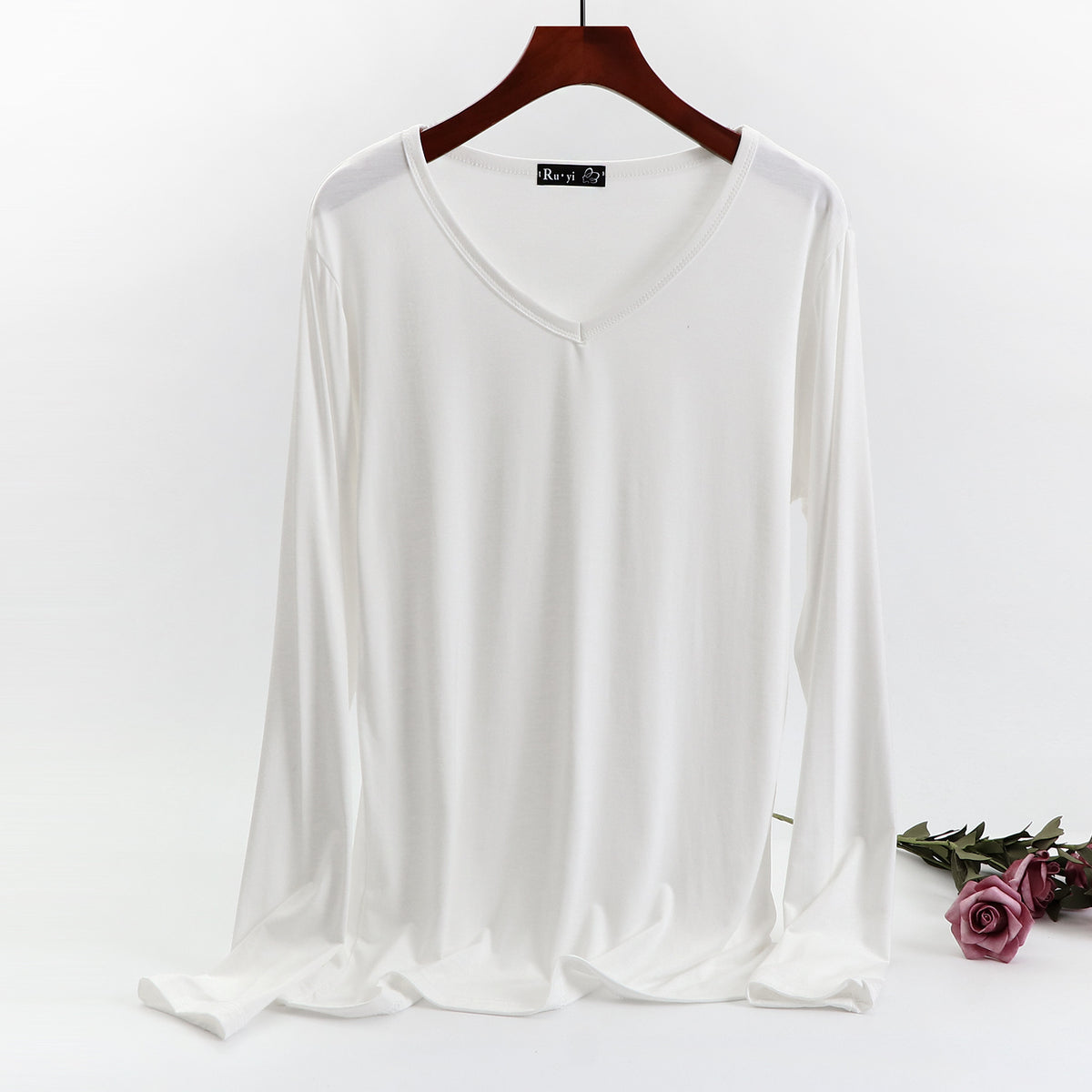 Plus Size Korean V-neck Long Sleeve Casual Top