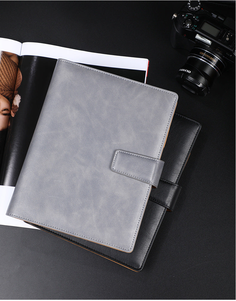 Leather Business Notebook with Loose-Leaf Design