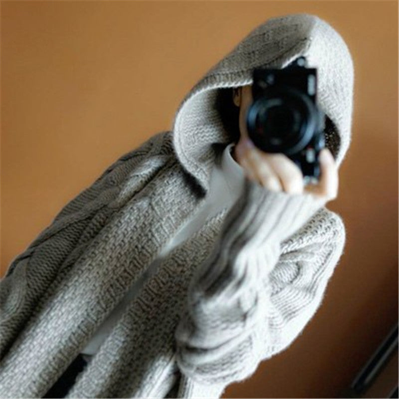 New Winter Hoodie Coat with Thick Cashmere Knit