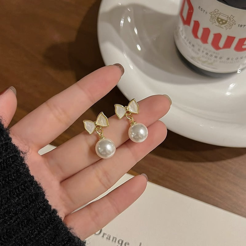 Vintage 925 Silver Pearl Earrings for Women